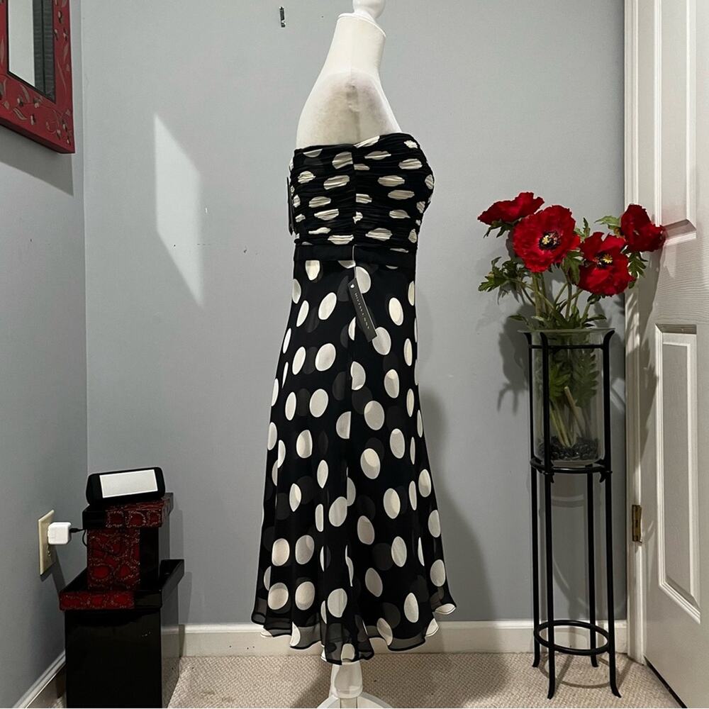 NEW Ann Taylor Silk Ruched A-line Fit Flare Strapless Polka Dot Midi Dress 2 NWT - Picture 5 of 16
